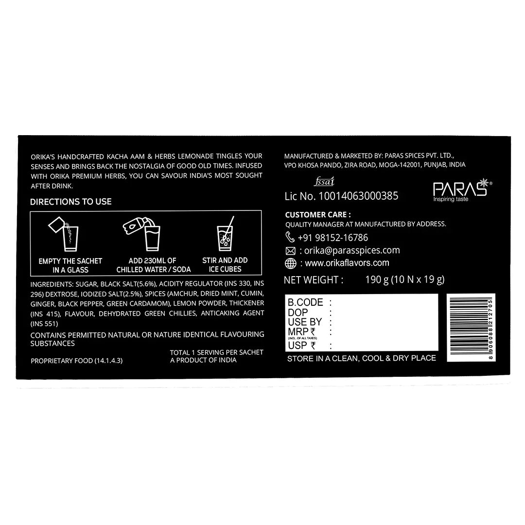 Orika Kacha Aam Lemonade Pack of 3, 190g/each - Orika Spices India